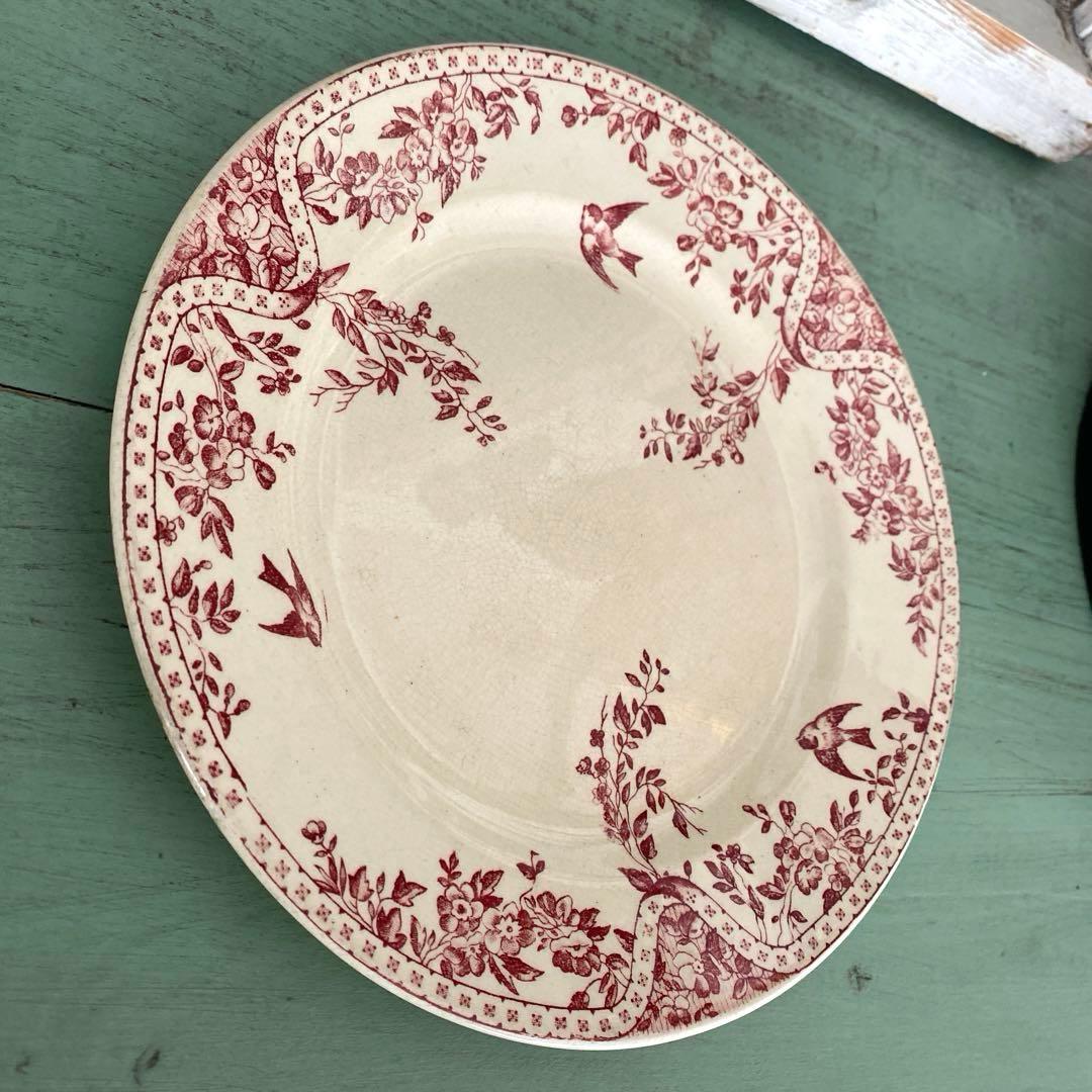 フランスアンティーク ツバメ　プレート　エミールブルジョワ【E】リュネヴィル