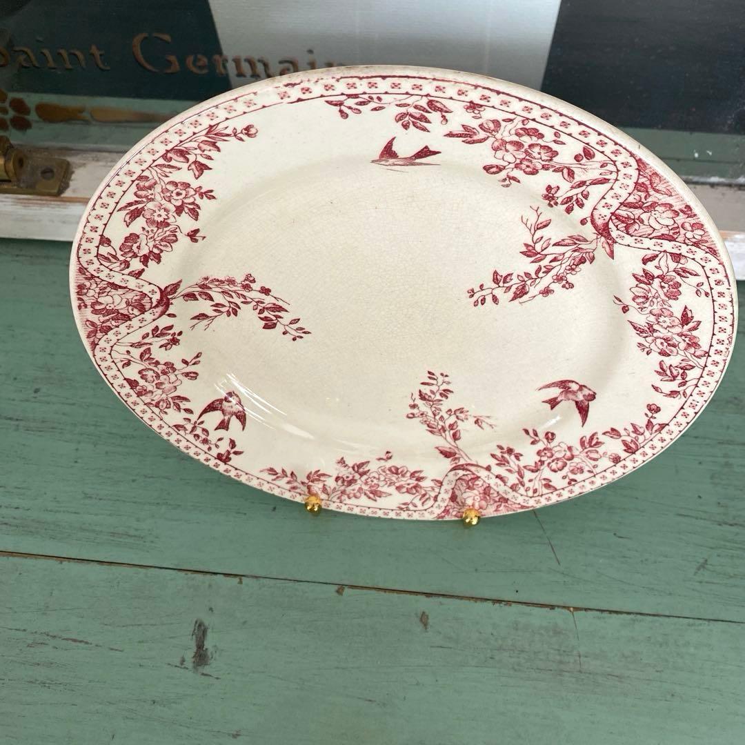 フランスアンティーク ツバメ　プレート　エミールブルジョワ【E】リュネヴィル