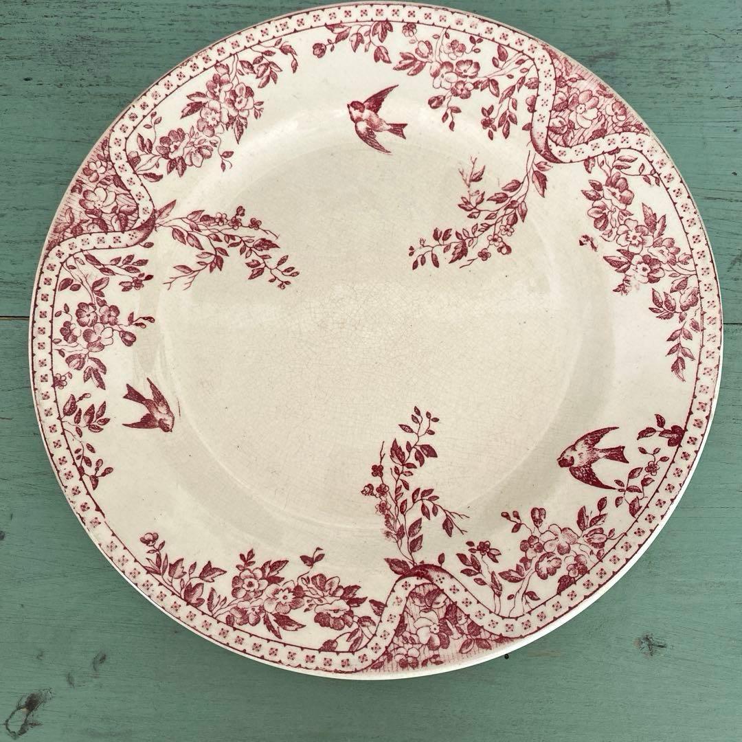 フランスアンティーク ツバメ　プレート　エミールブルジョワ【E】リュネヴィル