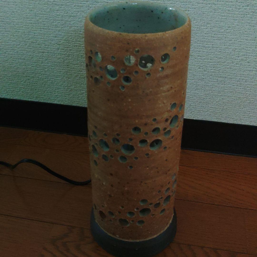 【未使用】 陶器製穴あきデザイン ライトオブジェ 【作家作品：一点物】