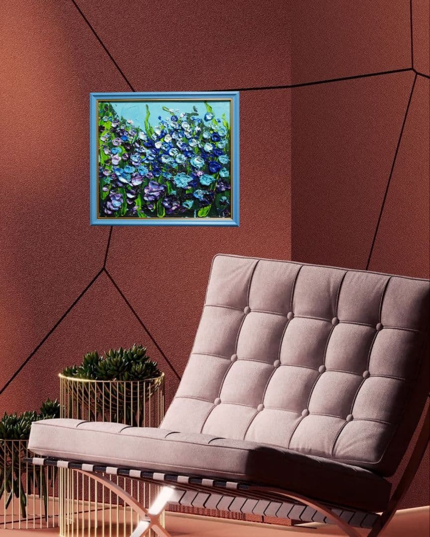 油絵 油彩 油彩画 絵 絵画 【blue flower field】
