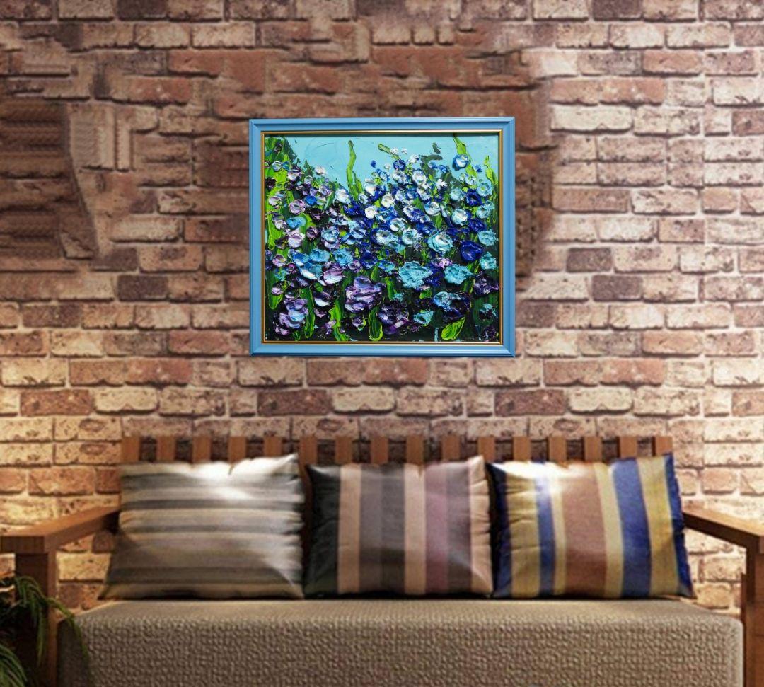 油絵 油彩 油彩画 絵 絵画 【blue flower field】