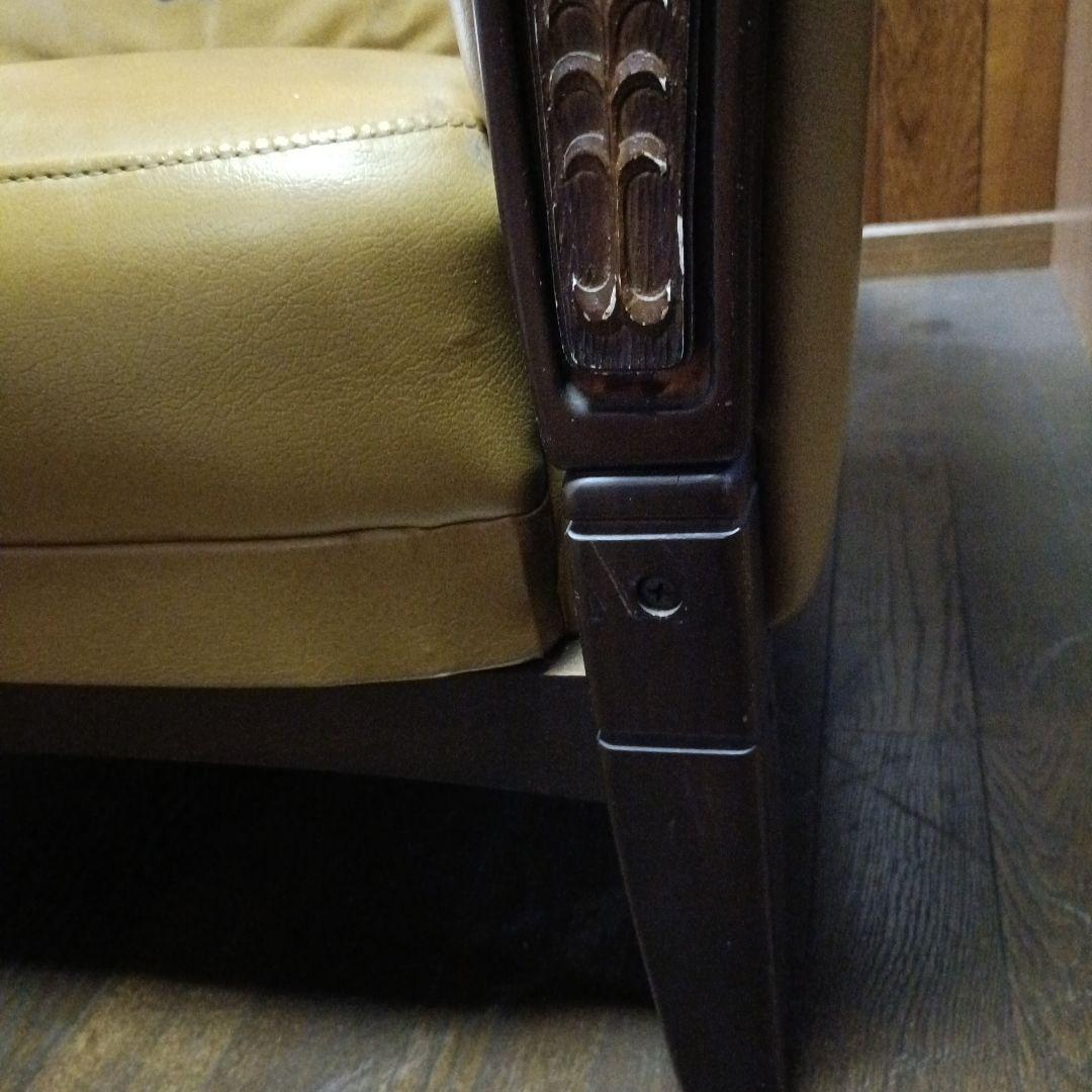 2人がけクラシックスタイルソファ　レザー調　アンティーク