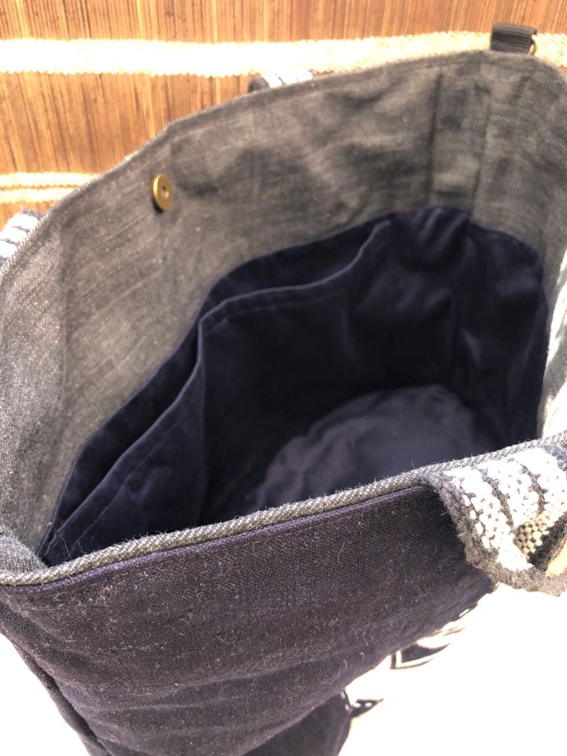 ハンドメイド○前掛けリメイク・前掛けバッグ2way○前掛けショルダー紐付き刺子