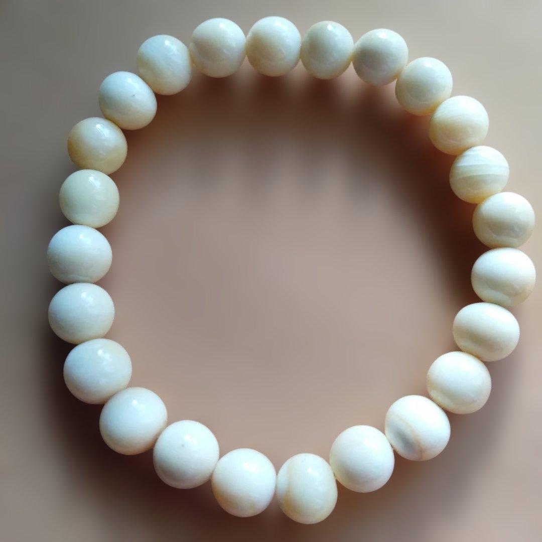 鯨歯　マッコウ鯨　牙玉ブレスレット　19㎝