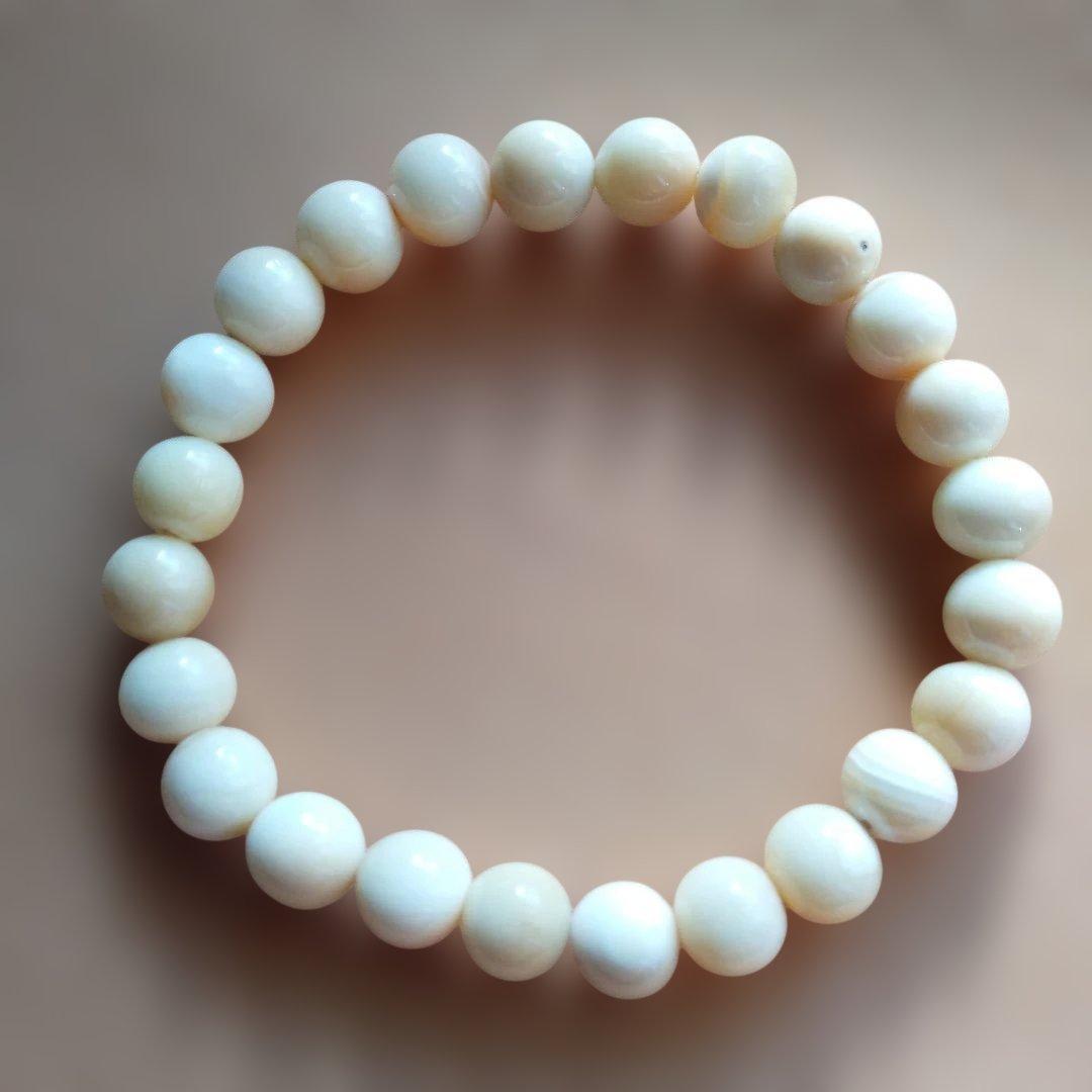 鯨歯　マッコウ鯨　牙玉ブレスレット　19㎝