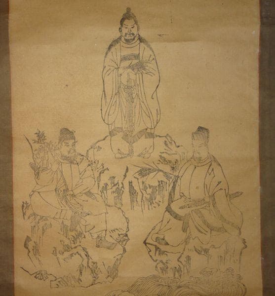 稀少 ヴィンテージ 出羽三山神社 月山大神 湯殿山大神 羽黒山大神 紙本 掛軸