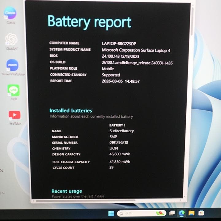 Windowsノート本体 surface laptop4 Corei7 RAM16G Office2024