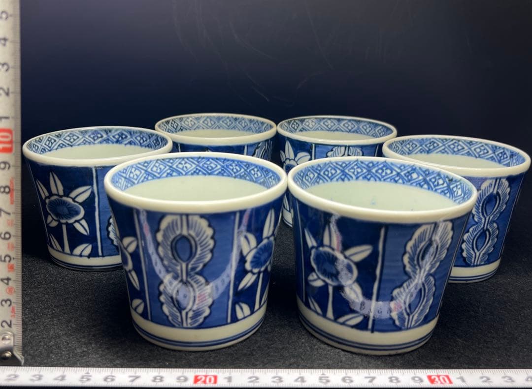 古伊万里　上手　そば猪口6客　口径約8.5㎝　東Y8-0310☆2F