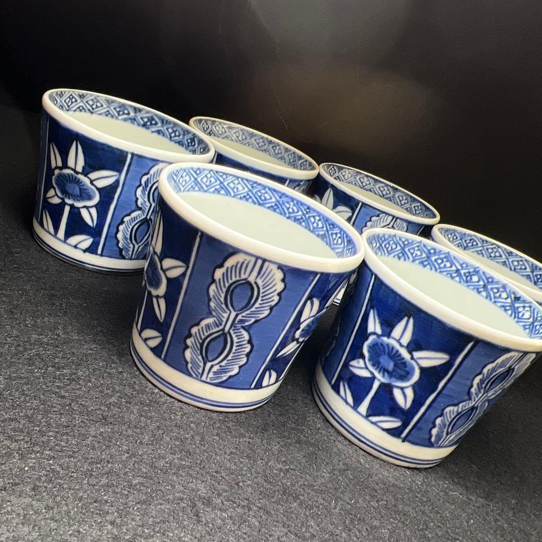 古伊万里　上手　そば猪口6客　口径約8.5㎝　東Y8-0310☆2F