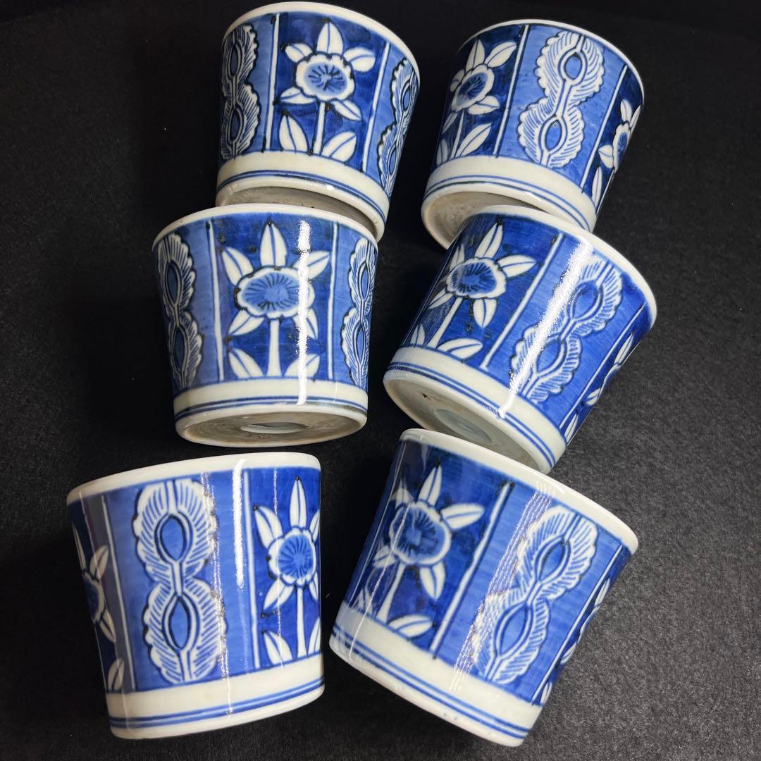 古伊万里　上手　そば猪口6客　口径約8.5㎝　東Y8-0310☆2F