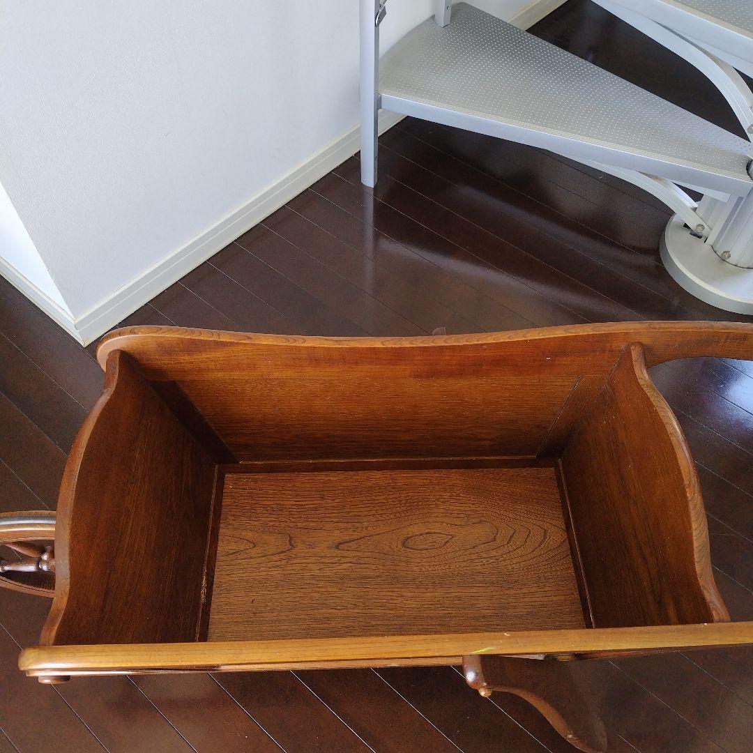 【レア】オールドカリモク レトロ 天然木 手押し車 一輪車 大型