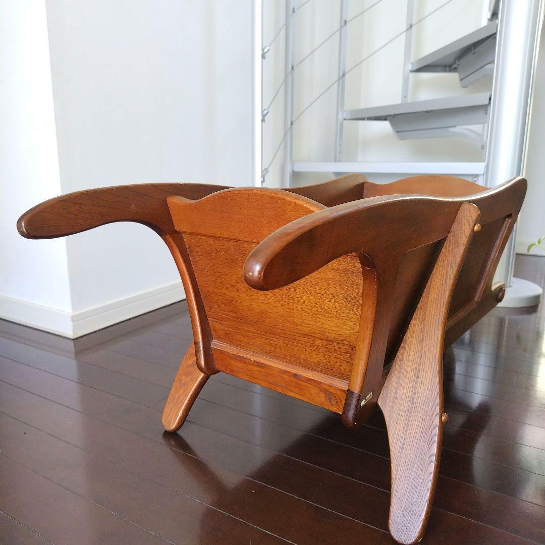 【レア】オールドカリモク レトロ 天然木 手押し車 一輪車 大型