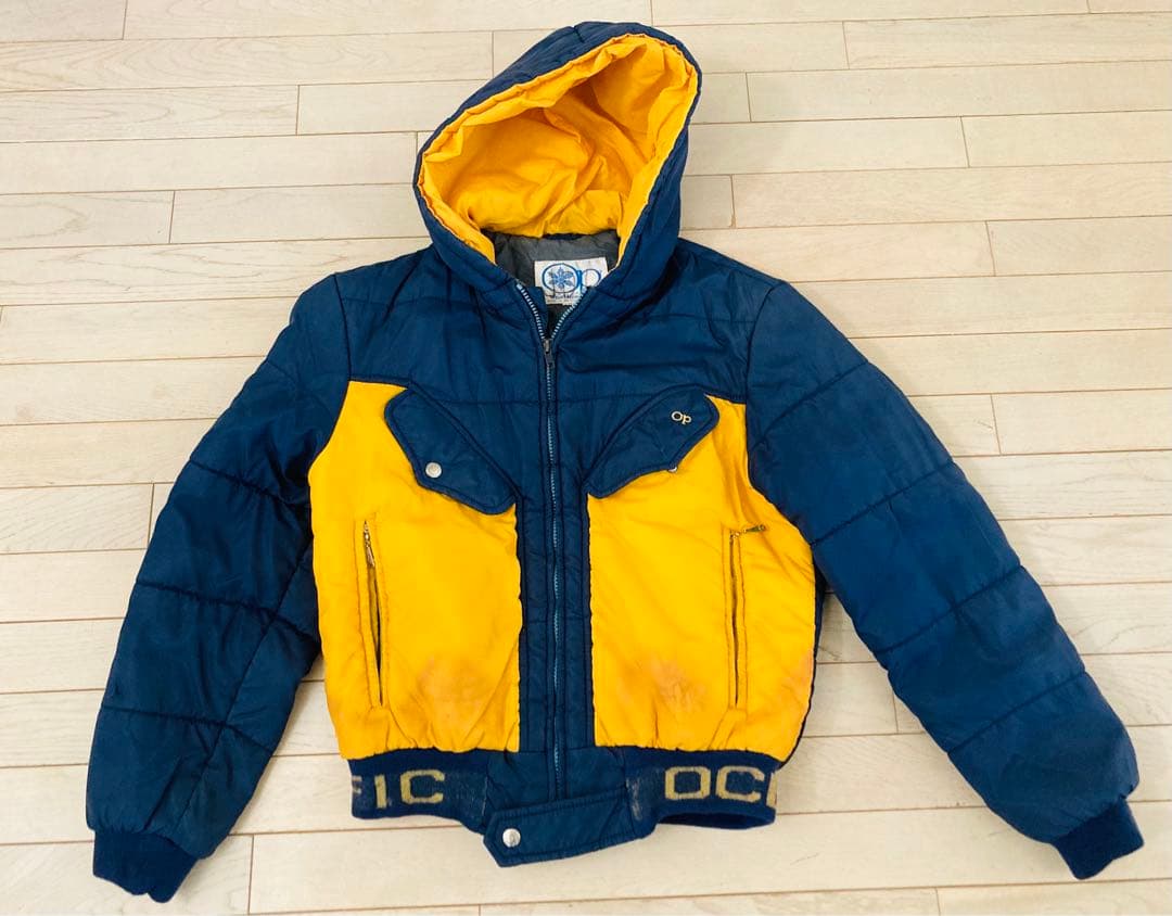 70’s★OCEAN PACIFIC★雪結晶タグ★紺✖️黄スノージャケットMレア物