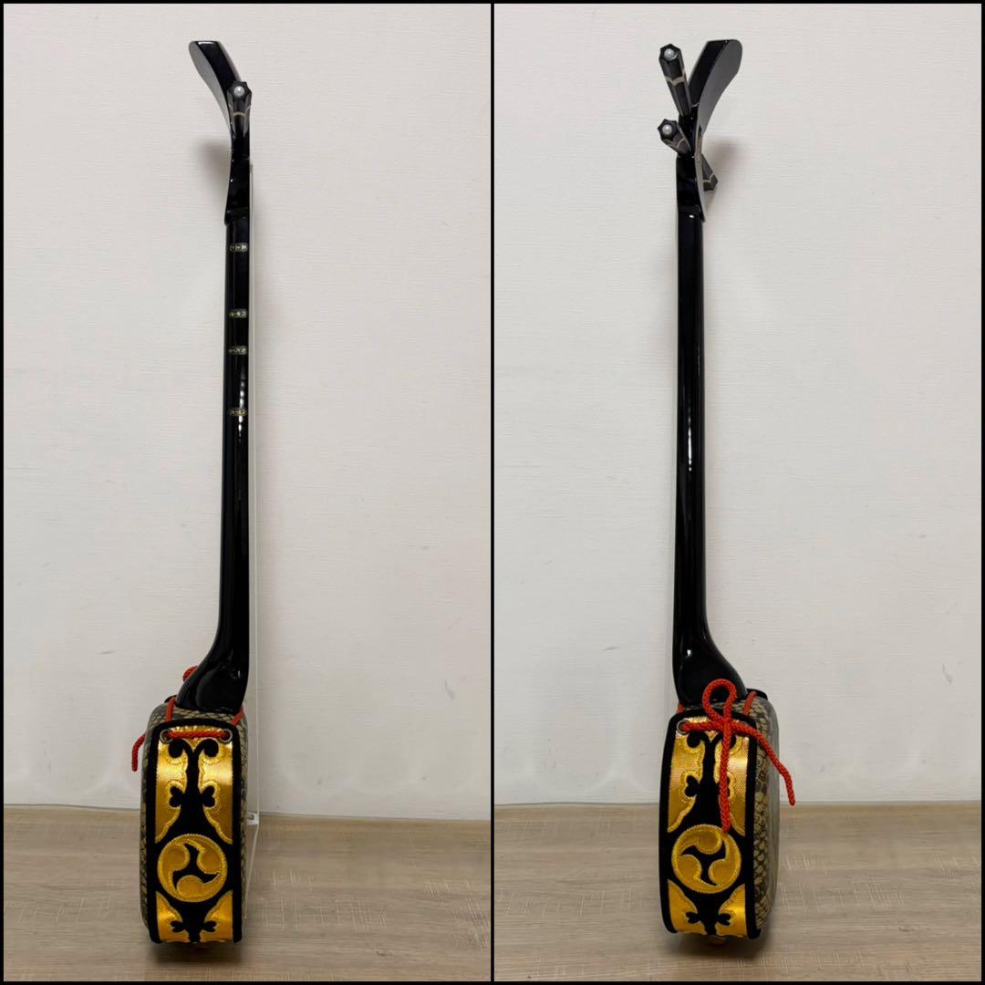 ★美品★ 沖縄三線 蛇柄　人工革　三味線 胴巻き 和楽器