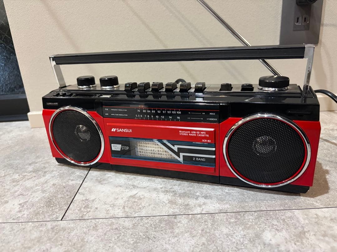 SANSUI ラジカセ 2 BAND 赤SCR-B2 Bluetooth USB