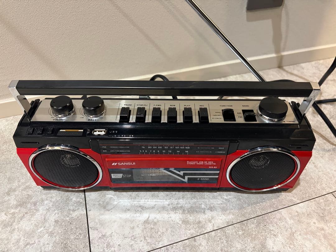 SANSUI ラジカセ 2 BAND 赤SCR-B2 Bluetooth USB