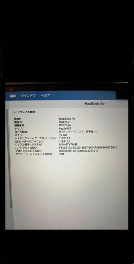 【極美品100%】MacBook Air M2 （16GB/512GB）