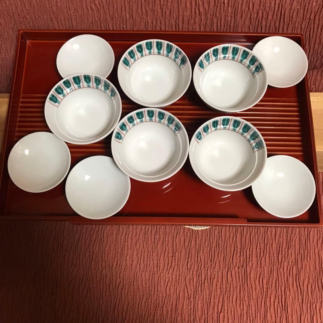 九谷焼 珍味入揃 5客 鶉文様 共箱