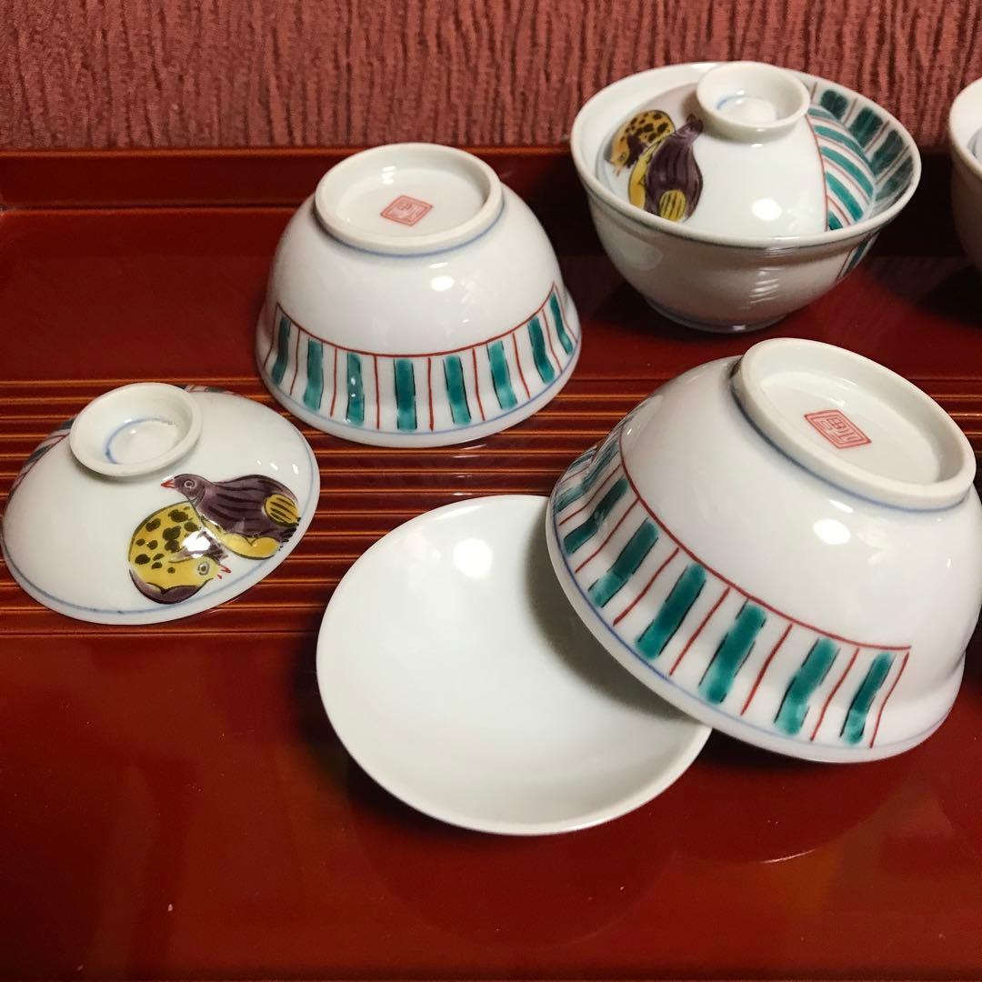 九谷焼 珍味入揃 5客 鶉文様 共箱
