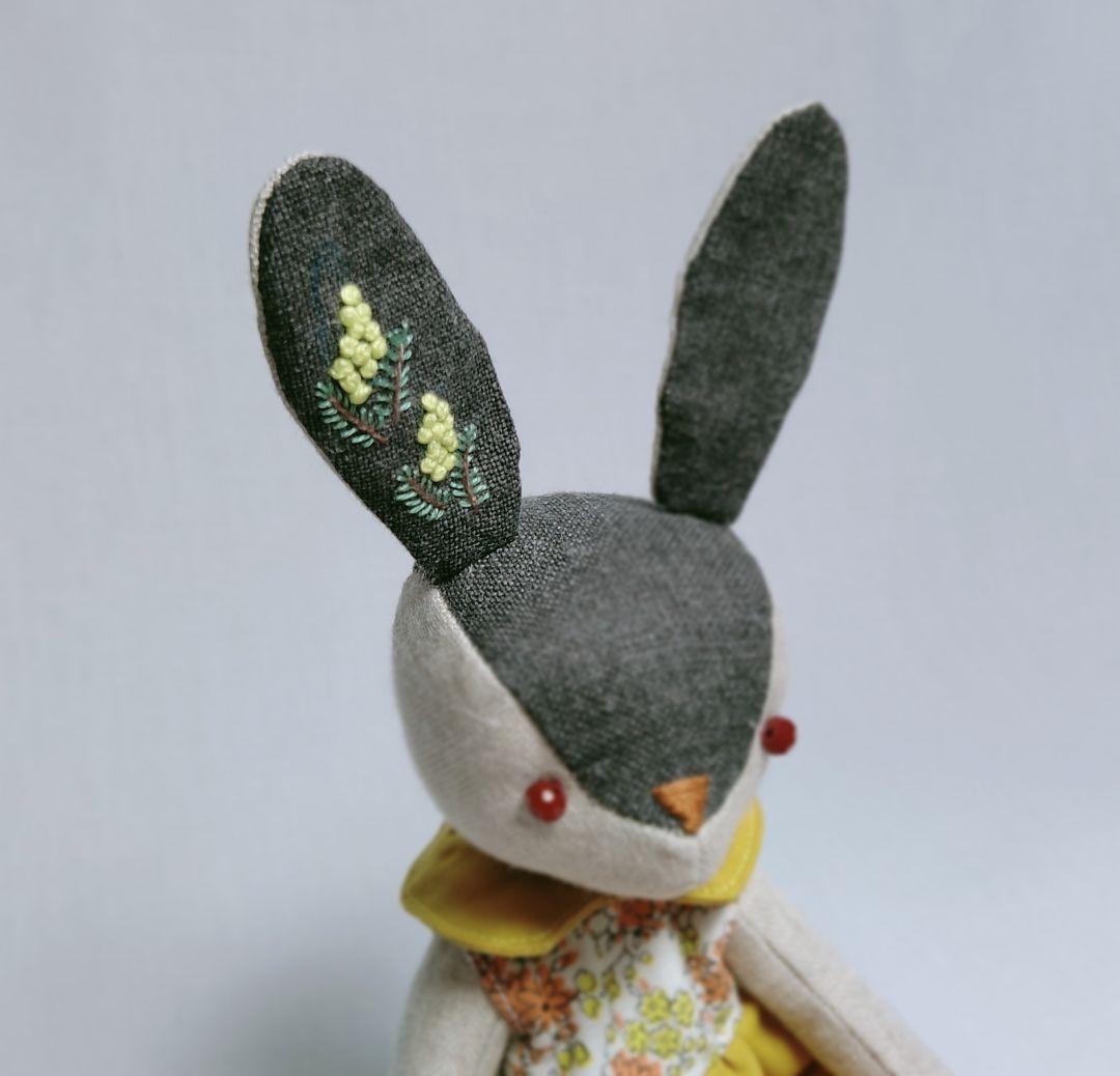 リネンの双子うさぎさんぬいぐるみ（ラベンダー・ミモザ）