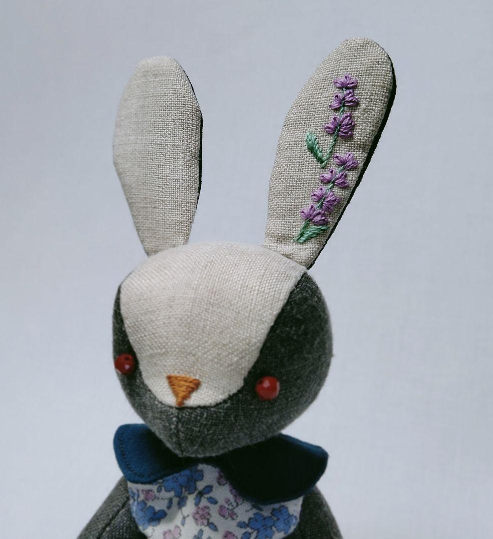 リネンの双子うさぎさんぬいぐるみ（ラベンダー・ミモザ）