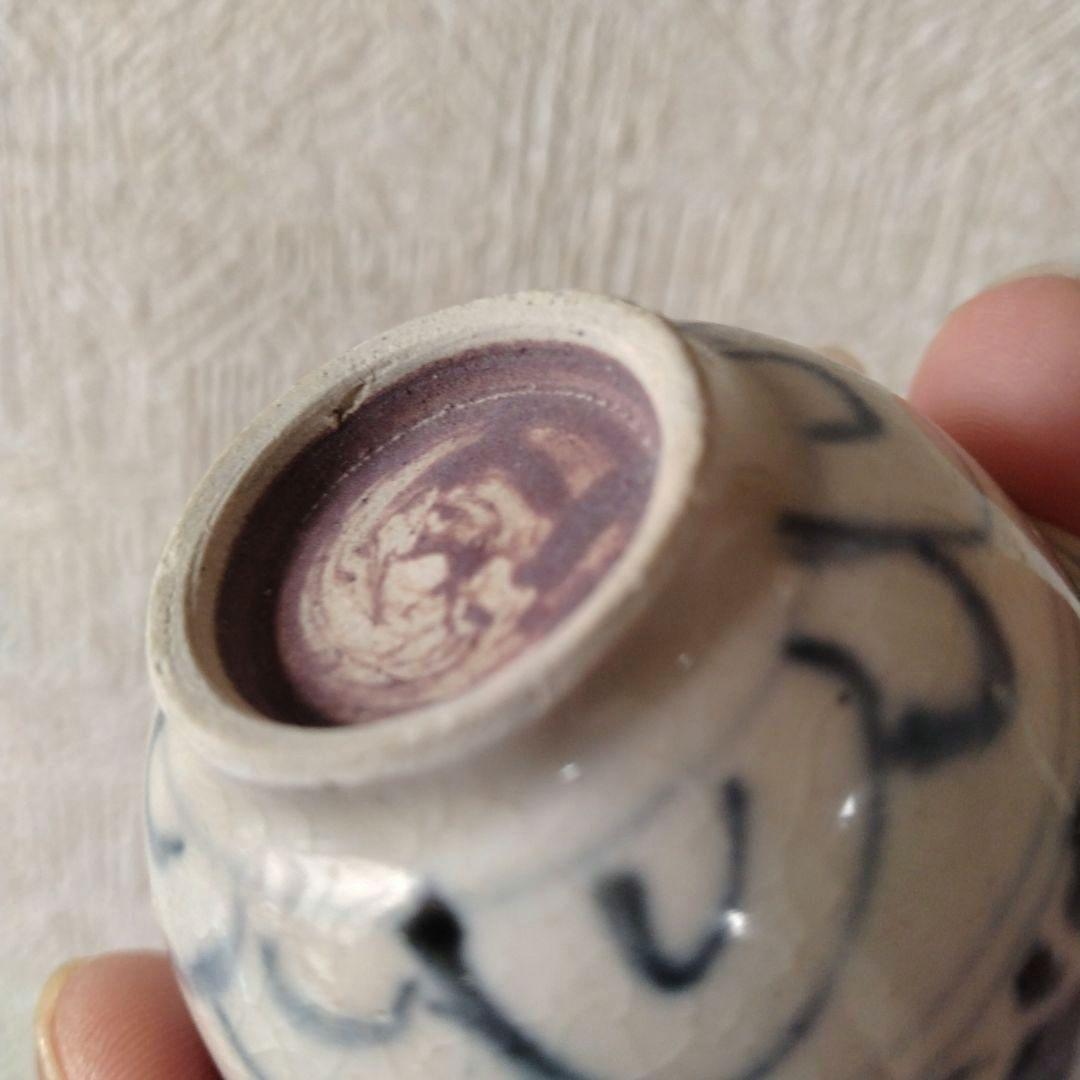 《期間限定セール！2/28まで！》新渡古安南染付輪花福文茶碗東南アジア中国古玩
