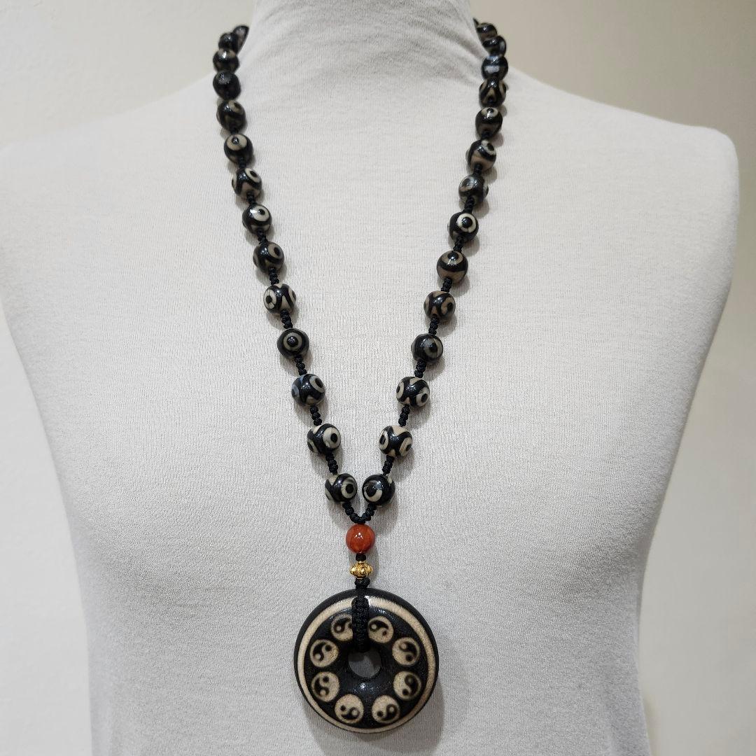 チベット天珠 九宮八卦 三眼 32珠 ネックレス