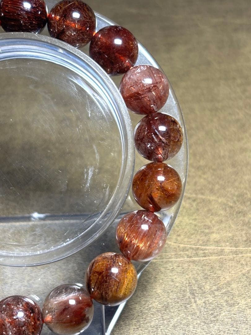 レッドブラウンルチル　ブレスレット11㎜（新品未使用）ミックスルチル　高品質