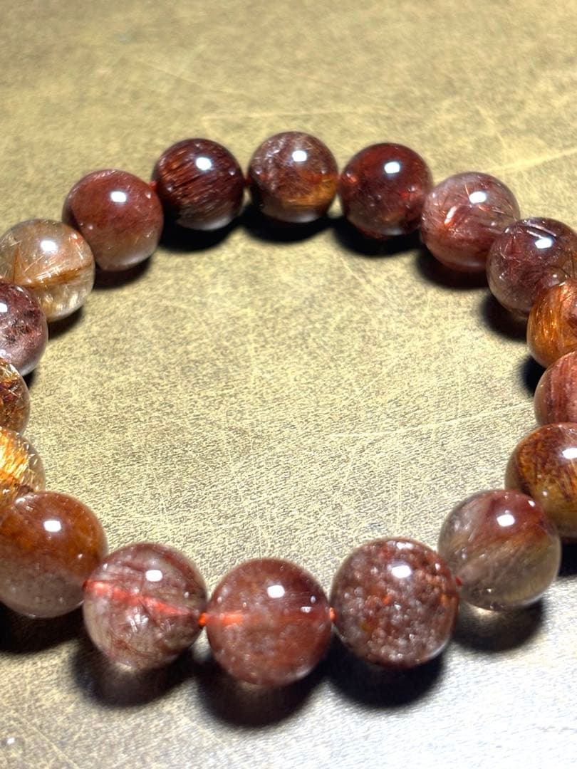 レッドブラウンルチル　ブレスレット11㎜（新品未使用）ミックスルチル　高品質