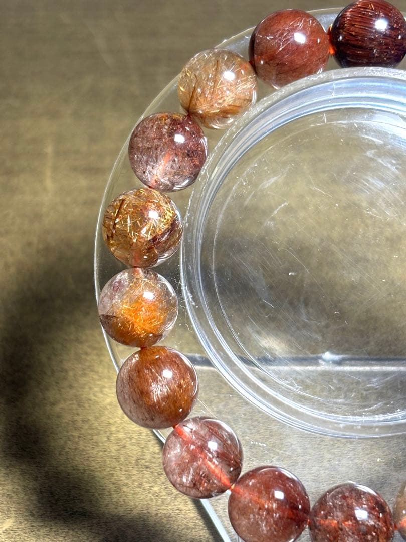 レッドブラウンルチル　ブレスレット11㎜（新品未使用）ミックスルチル　高品質