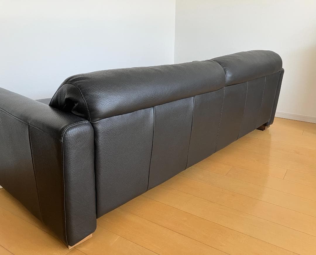 【ローバックにもハイバックにもなる】大塚家具 本革ソファ ブラック