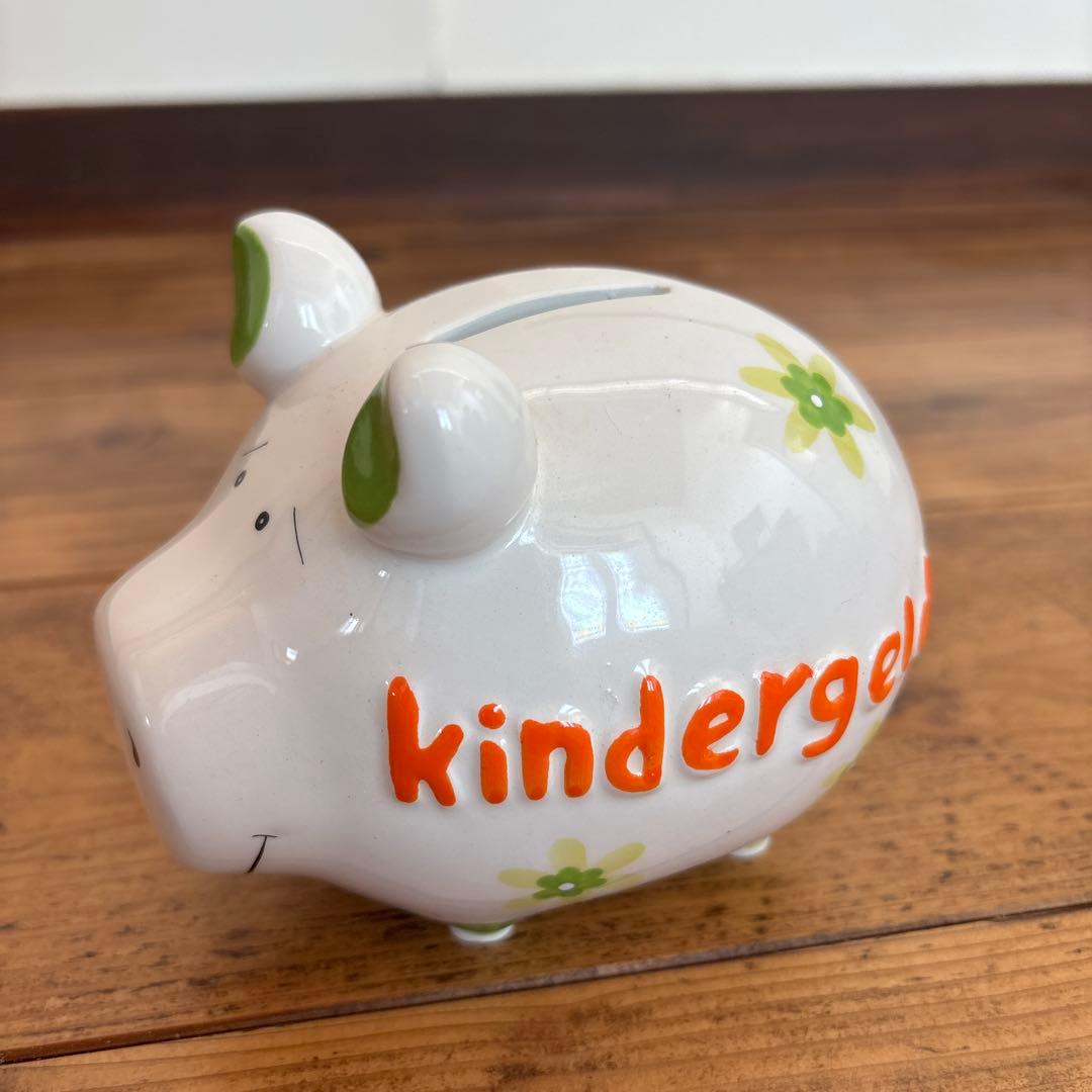 可愛い豚型 貯金箱「kindergeld」陶器 インテリア　小銭入れ