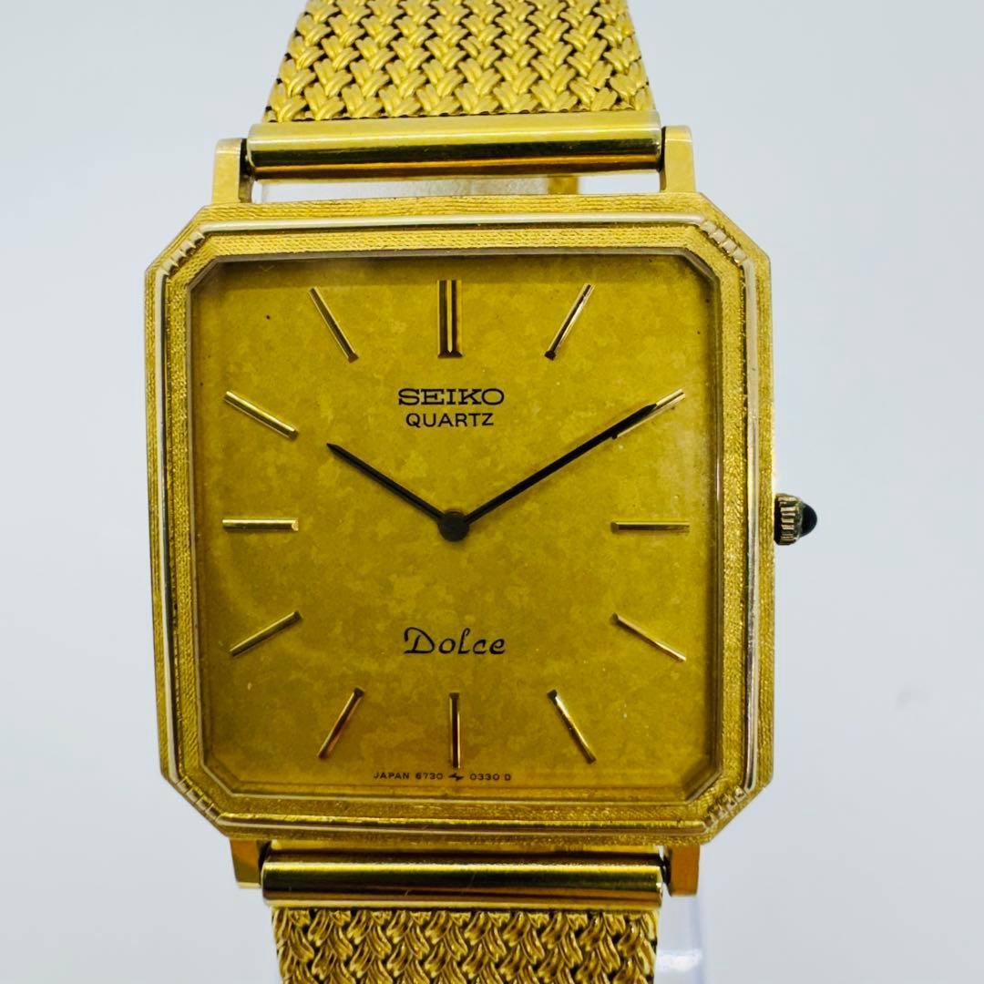 ✨SEIKO✨セイコー✨DOLCE✨6730-5160✨ゴールド文字盤✨腕時計✨