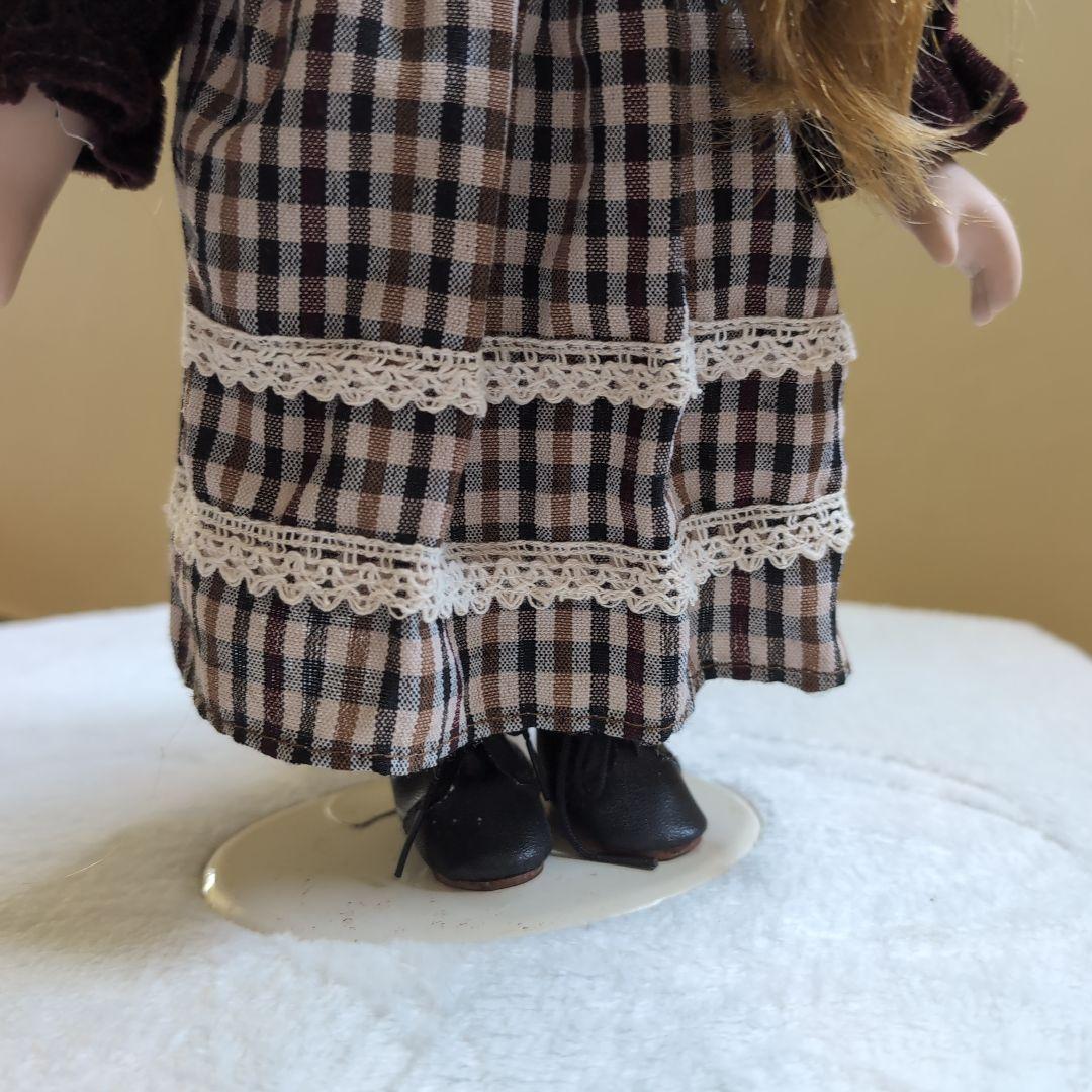 1990'✨ビスクドール約30cmアンティークドール チェック柄服 麦わら帽子付