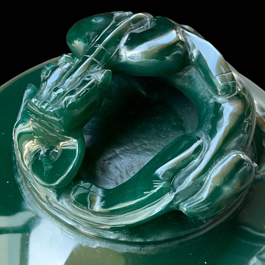 緑瑪瑙　メノウ瓶 天然瑪瑙　厄除け置物　中国伝統工芸 大型