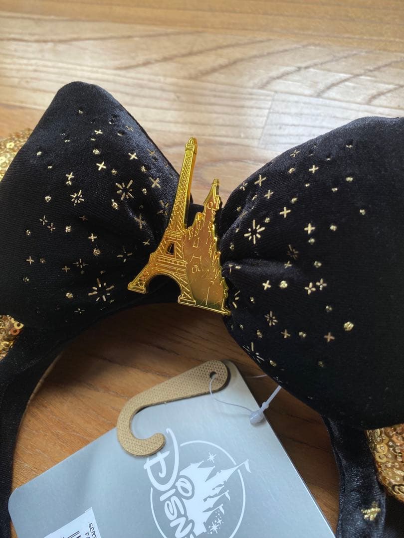 新品 ミニー カチューシャ 黒×ゴールド Disneyland Paris