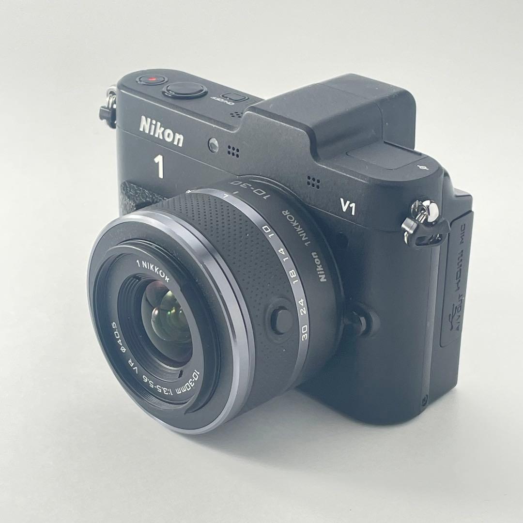 【ファインダー極上・返品保証】Nikon1 V1 ブラック 標準レンズキット