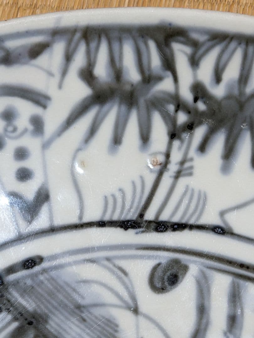 ♦中国陶磁 猿草花文 呉州手 染付大皿 明時代末 漳州窯 青花磁器 古美術骨董品