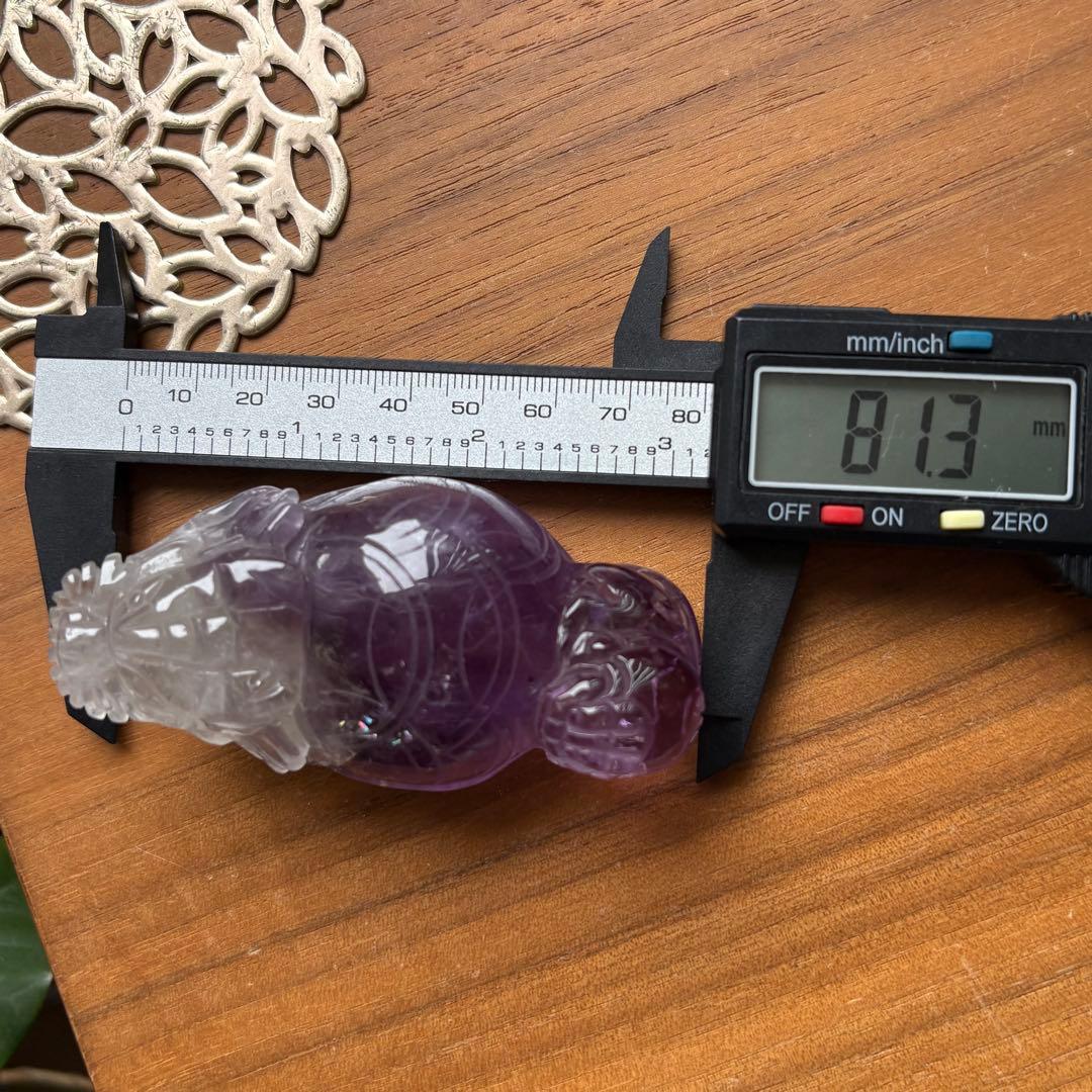 高品質 アメジスト 手彫りの龍亀（ロングイ）置物129g