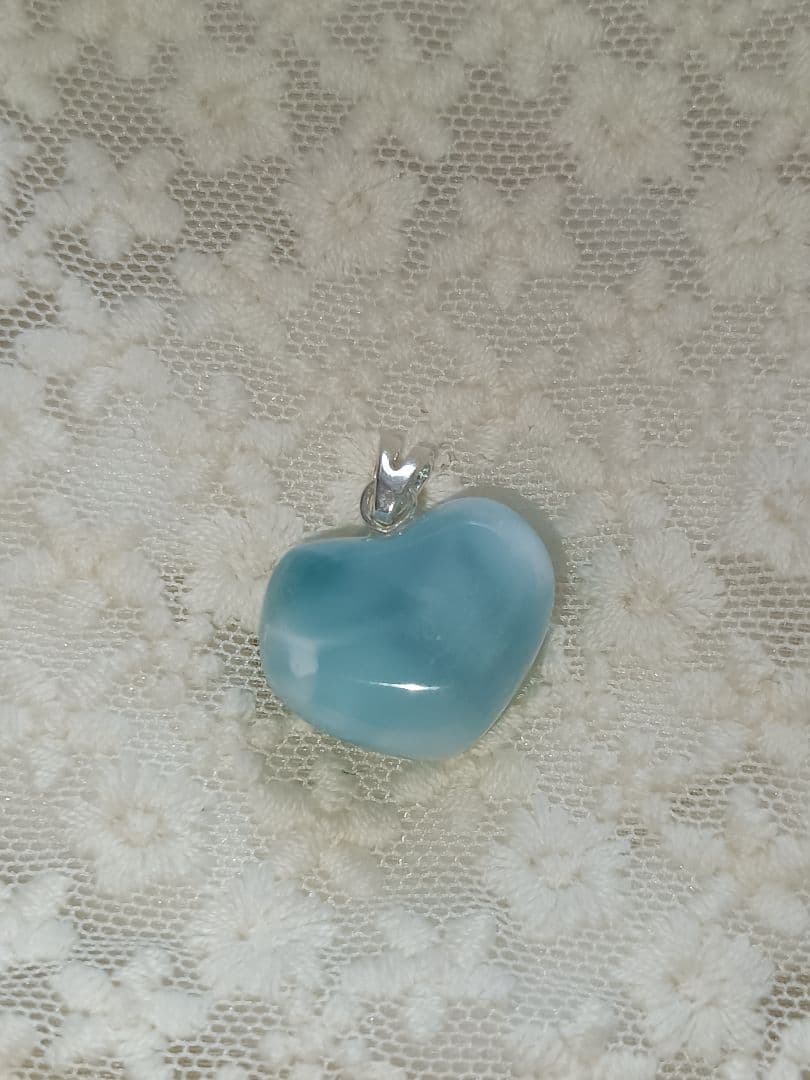 レア　【ラリマー】ハート型♥ペンダントトップ　ハンドメイド　#015