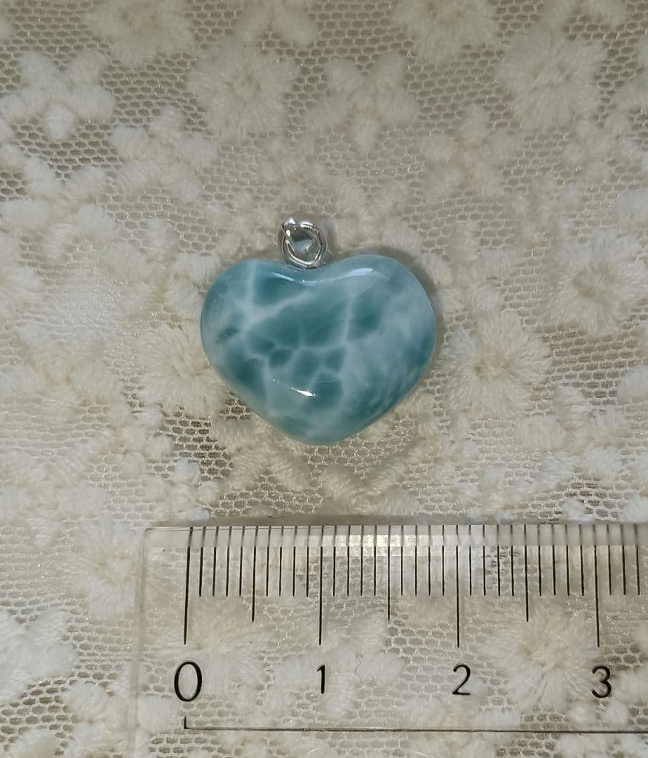 レア　【ラリマー】ハート型♥ペンダントトップ　ハンドメイド　#015