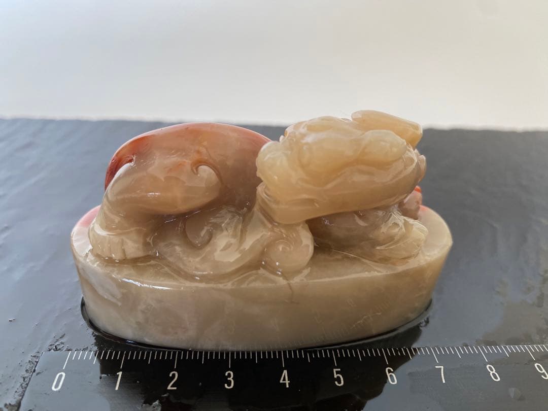 寿山石　貔貅　古獣　 長75mm　大材　印材　篆刻　落款　雅号　書道　日展