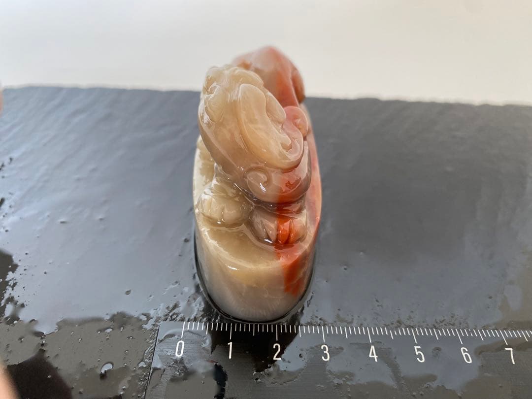 寿山石　貔貅　古獣　 長75mm　大材　印材　篆刻　落款　雅号　書道　日展