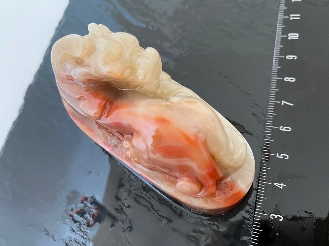 寿山石　貔貅　古獣　 長75mm　大材　印材　篆刻　落款　雅号　書道　日展