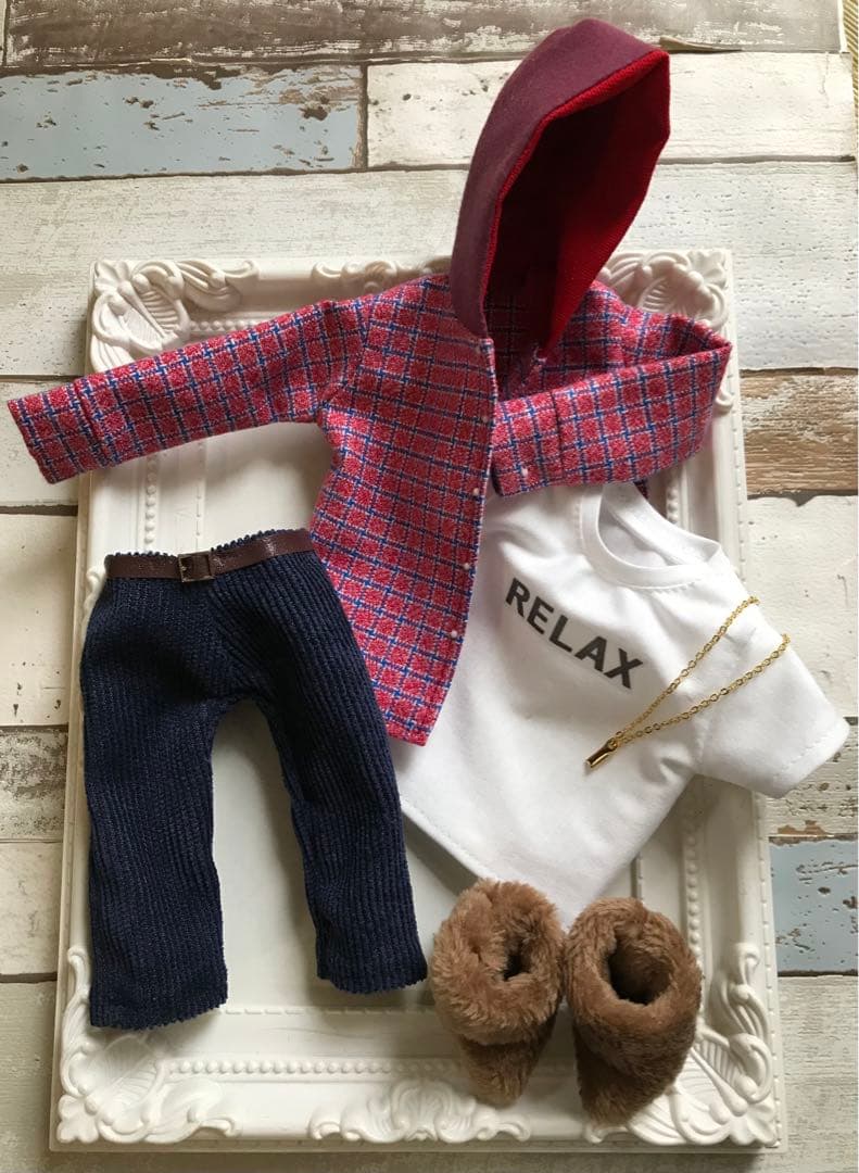 BTS ドール服　フード付チェックシャツセット　J-hope