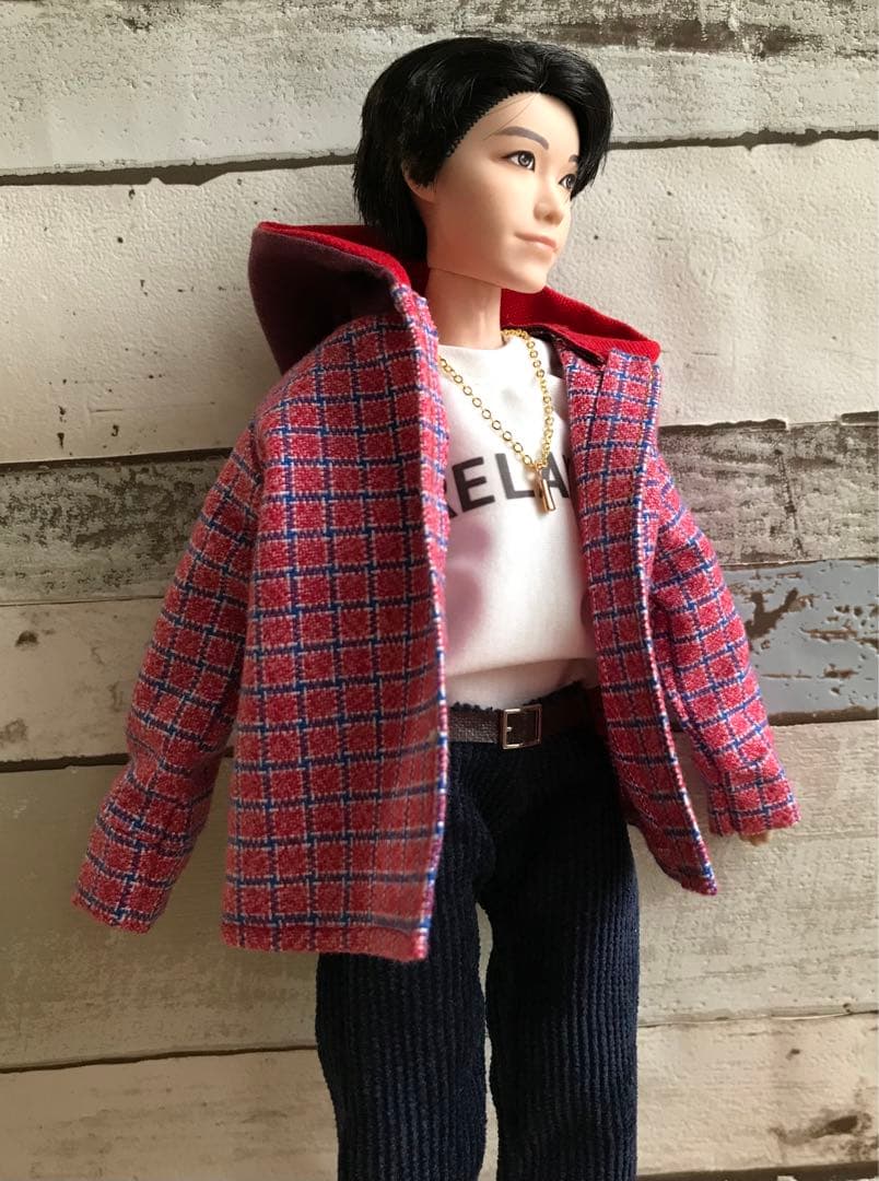 BTS ドール服　フード付チェックシャツセット　J-hope