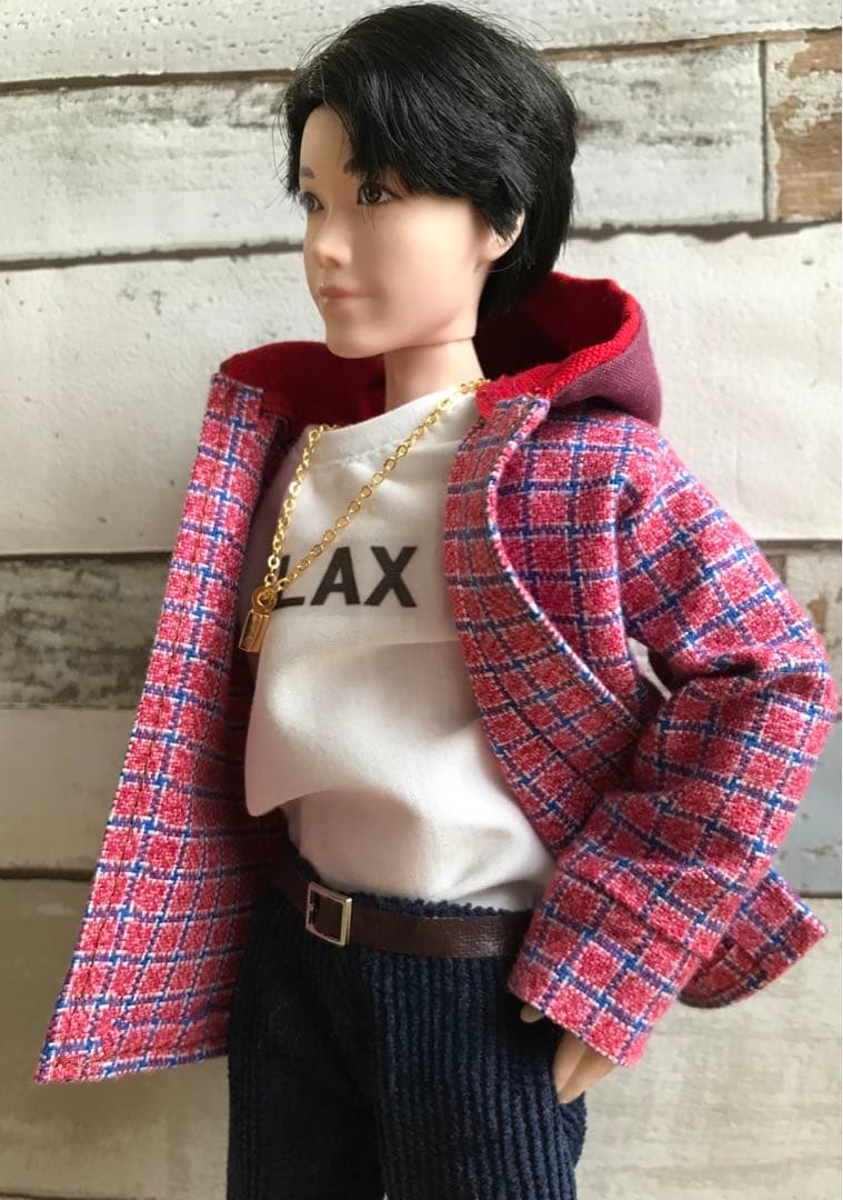 BTS ドール服　フード付チェックシャツセット　J-hope
