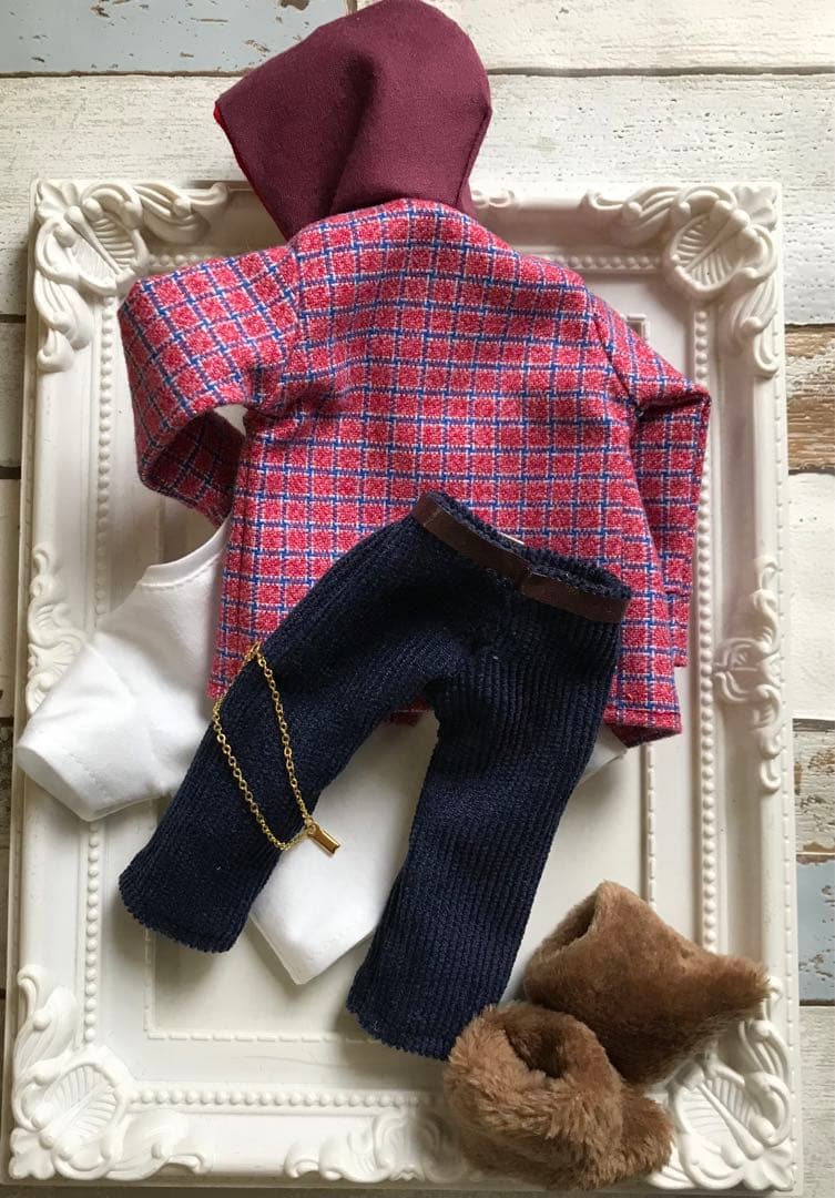 BTS ドール服　フード付チェックシャツセット　J-hope