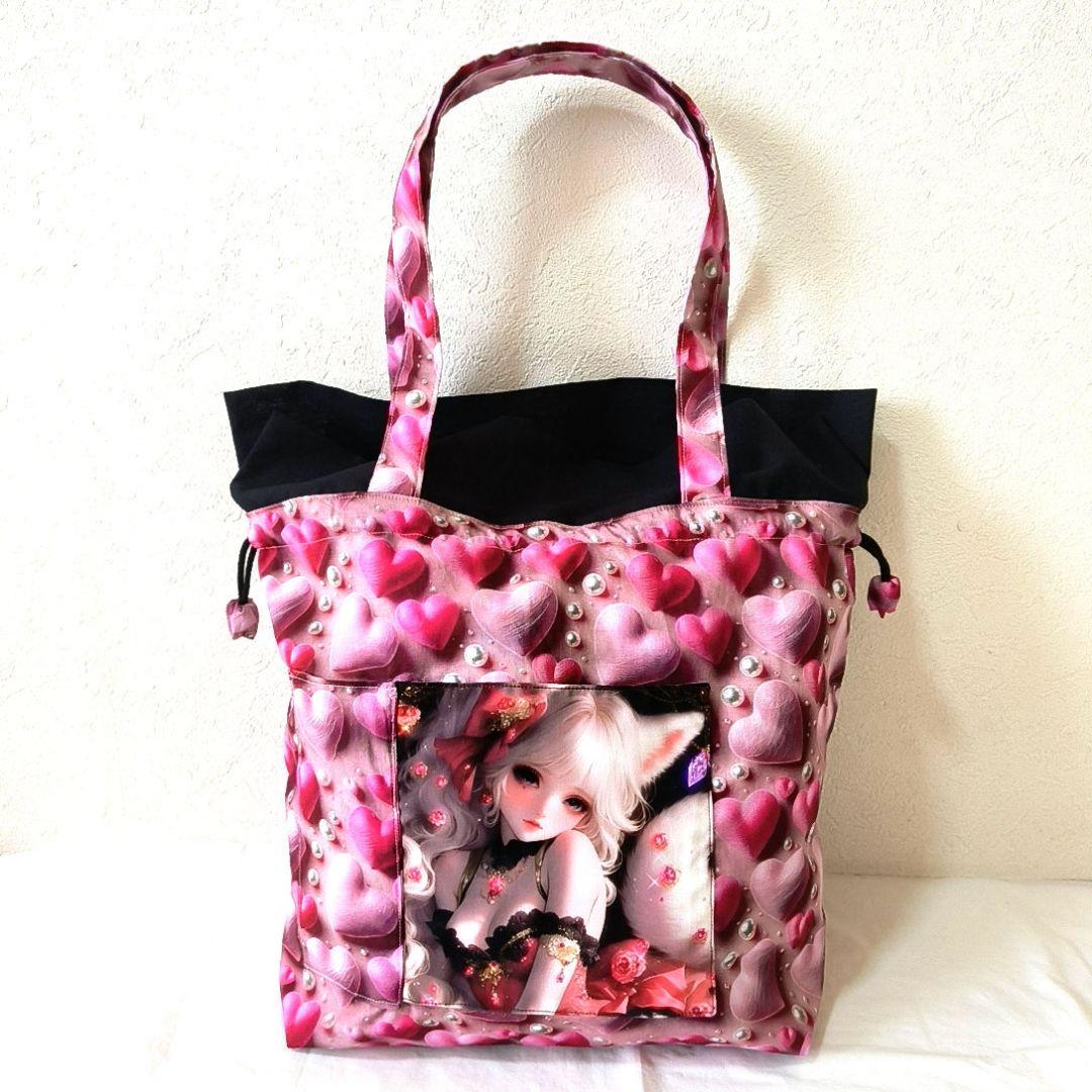 La luna様】ハンドメイドオーダー★女の子★大容量バッグ&巾着袋　3点
